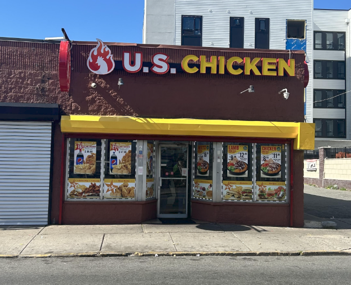 US Fried Chicken storefront on Straight Street in Paterson